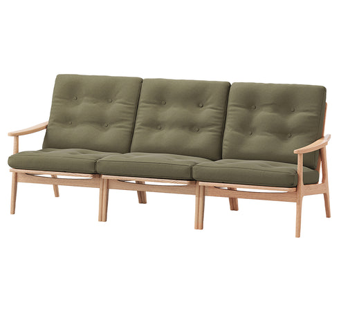 MARUNI60 フレームチェア ワイドハイバックタイプ 3シーター 両肘 オーク材 ウレタン塗装