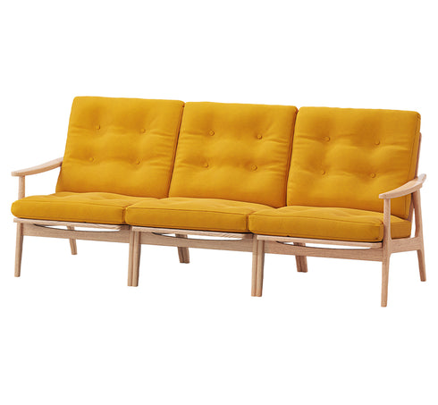 MARUNI60 フレームチェア ワイドハイバックタイプ 3シーター 両肘 オーク材 ウレタン塗装