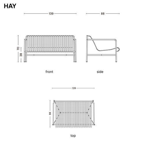 HAY(ヘイ) PALISSADE DINING BENCH パリセード ダイニングベンチ 屋外 アウトドア ガーデンベンチ スチール 椅子 イス 北欧 デンマーク ブルレック兄弟 デザイン アーキテクト 庭 テラス カフェ 公園 デザイナーズ 家具 送料無料 インテリア ショップ