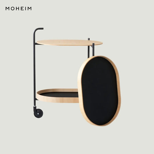 MOHEIM TROLLEY モヘイム トロリー キッチンワゴン キャスター付き 2段 サイドテーブル デザイナー 芦沢啓治 日本製 越前漆器 木製 トレイ 取り外し おしゃれ 北欧 モダン ミニマル インテリア 収納 ランドリー リビング オフィス ホワイト ブラック