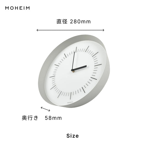 掛け時計 MOHEIM HORN モヘイム ホーン 北欧 壁掛け時計 おしゃれ 静音 モダン シンプル 日本製 燕三条 ヘラ絞り 28cm ウォールクロック デザイナーズ ギフト