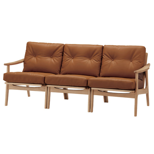 MARUNI60 フレームチェア オリジナルタイプ 3シーター 両肘 オーク材 ウレタン塗装