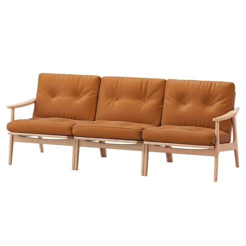 MARUNI60 フレームチェア ワイドタイプ 3シーター 両肘 オーク材 ウレタン塗装