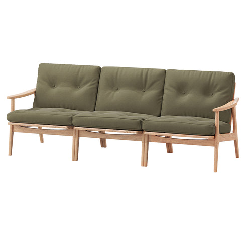 MARUNI60 フレームチェア ワイドタイプ 3シーター 両肘 オーク材 ウレタン塗装