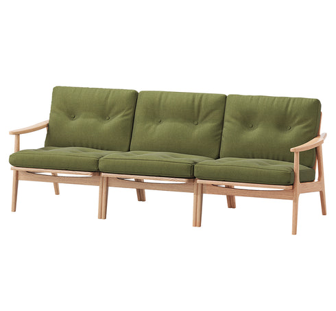 MARUNI60 フレームチェア ワイドタイプ 3シーター 両肘 オーク材 ウレタン塗装