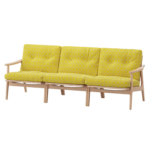 MARUNI60 フレームチェア ワイドタイプ 3シーター 両肘 オーク材 ウレタン塗装