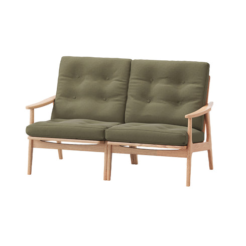 MARUNI60 フレームチェア ワイドハイバックタイプ 2シーター 両肘 オーク材 ウレタン塗装