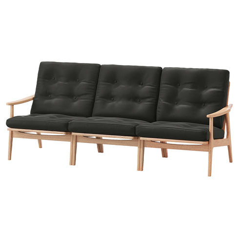 MARUNI60 フレームチェア ワイドハイバックタイプ 3シーター 両肘 オーク材 ウレタン塗装