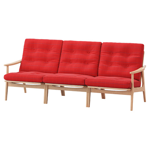 MARUNI60 フレームチェア ワイドハイバックタイプ 3シーター 両肘 オーク材 ウレタン塗装