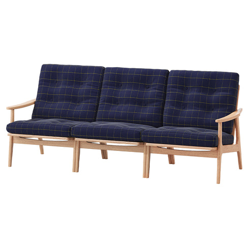 MARUNI60 フレームチェア ワイドハイバックタイプ 3シーター 両肘 オーク材 ウレタン塗装