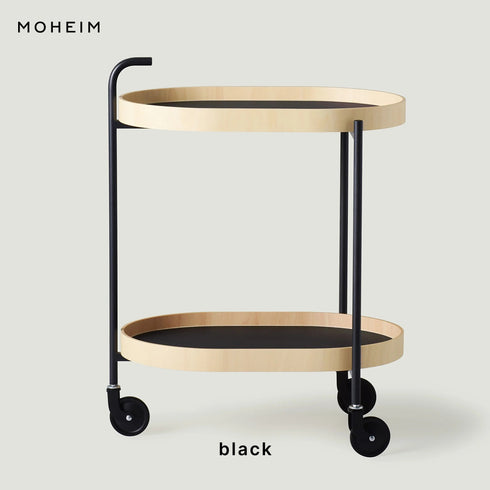 MOHEIM TROLLEY モヘイム トロリー キッチンワゴン キャスター付き 2段 サイドテーブル デザイナー 芦沢啓治 日本製 越前漆器 木製 トレイ 取り外し おしゃれ 北欧 モダン ミニマル インテリア 収納 ランドリー リビング オフィス ホワイト ブラック