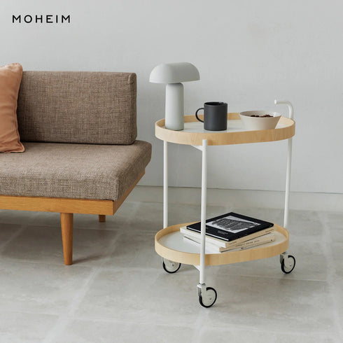 MOHEIM TROLLEY モヘイム トロリー キッチンワゴン キャスター付き 2段 サイドテーブル デザイナー 芦沢啓治 日本製 越前漆器 木製 トレイ 取り外し おしゃれ 北欧 モダン ミニマル インテリア 収納 ランドリー リビング オフィス ホワイト ブラック